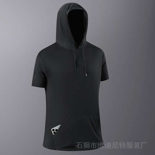 Cross-border European code best-selling quick-drying hooded sweatshirt sports fitness basketball training T-shirt for men breathable running summer