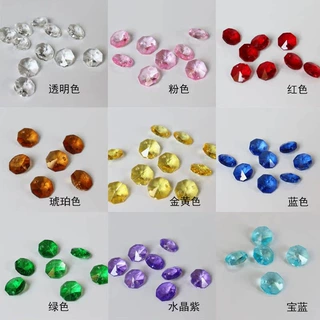 水晶八角珠珠帘散珠水晶灯玻璃珠子配件DIY手工串珠门帘隔断挂帘