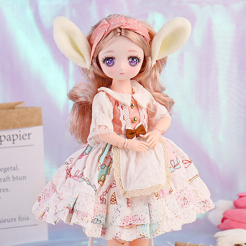 6 puntos 30cm muñeca bjd pequeña princesa niña Regalo de Cumpleaños jugar casa juguete al por mayor estrella Delu muñeca