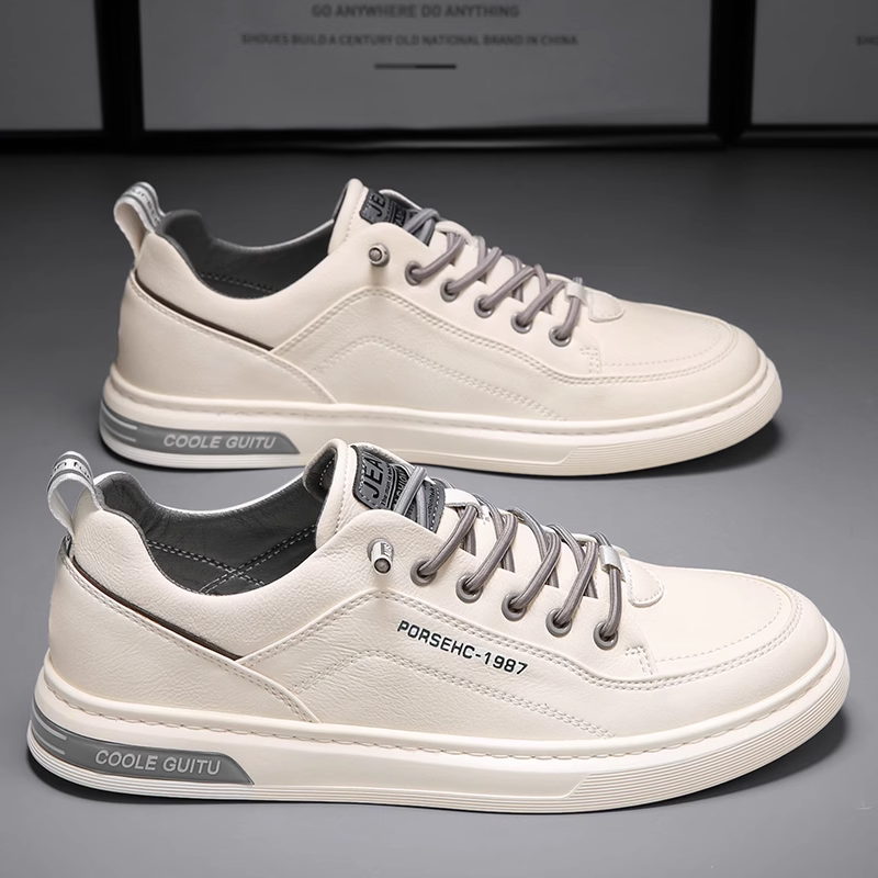 Broken Size Men's Shoes 2024 Autumn New Casual Leather Shoes Flat White Shoes Sports Board Shoes