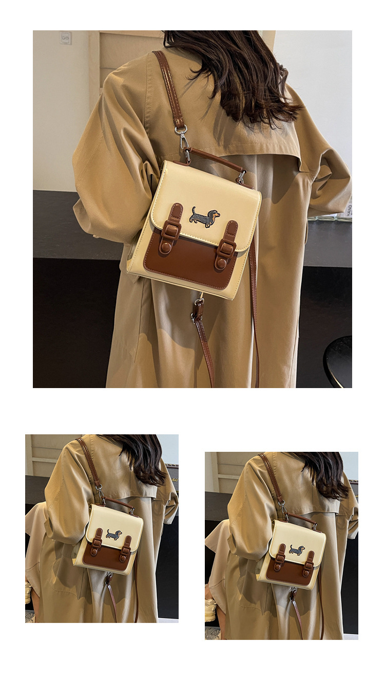 French contrasting color backpack Cambridge autumn/winter 2024 new trendy women's bag single shoulder crossbody handbag_voghion.com