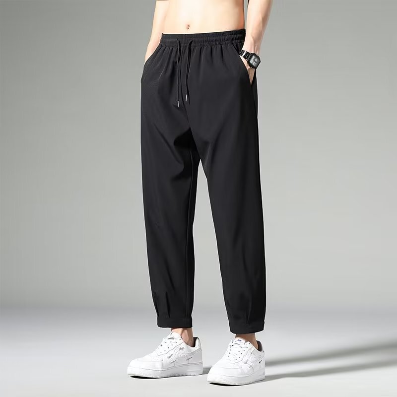 Ice Silk Pants Men's Summer Loose Sports Pants Lightweight Air Conditioning Pants Solid Color Leg Pants Simple Cropped Pants Casual Pants Ice Silk Pants Men's Summer Loose Sports Pants Lightweight Air Conditioning Pants Solid Color Leg Pants Simple Cropped Pants Casual Pants