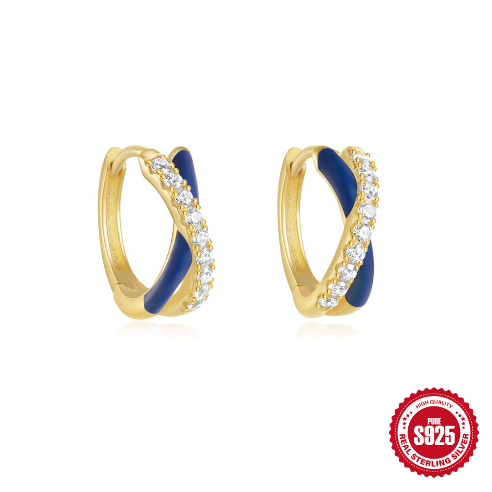 Pendientes de lazo de aceite de goteo de viento de niña de nuevo estilo de verano Pendientes de plata de ley s925 de moda simple para mujer