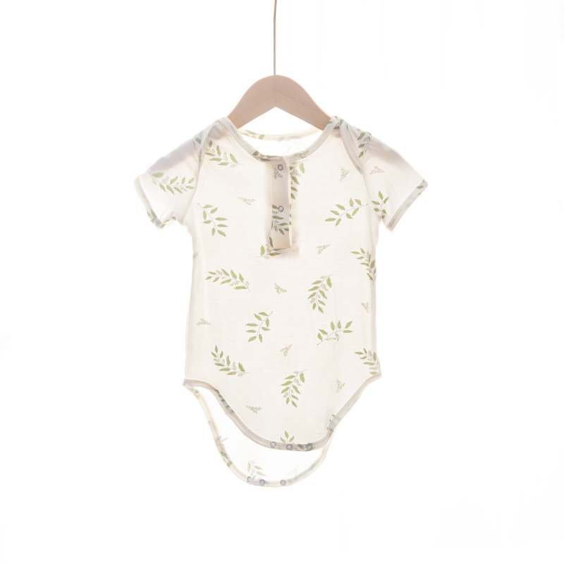 Bebé frío bambú algodón abrigo de verano bebé hombre y mujer ropa de aire acondicionado delgada camiseta de manga corta camiseta de escalada