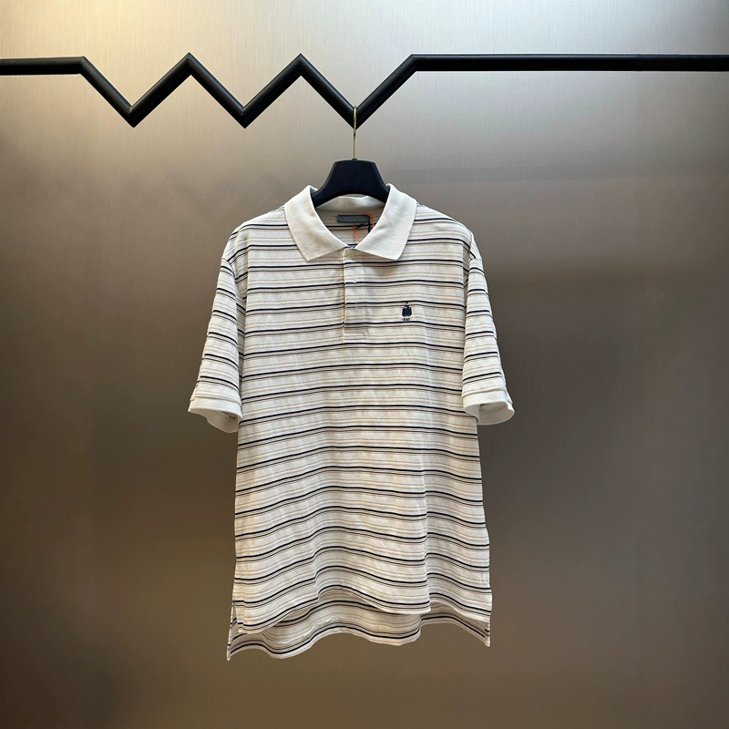 Authentic Original Label In-Stock P Brand 26 Logo Striped Embroidered Short-Sleeve Polo Shirt T-Shirt Unisex Loose Top Authentic Original Label In-Stock P Brand 26 Logo Striped Embroidered Short-Sleeve Polo Shirt T-Shirt Unisex Loose Top