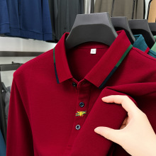 品牌中年100纯棉长袖男士刺绣POLO春秋季中年休闲新款翻领上衣潮