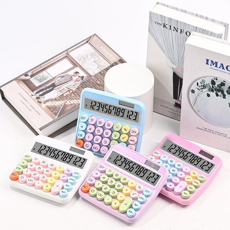 Solar calculator 12-digit digital display large key science computer students use high-value calculator portable