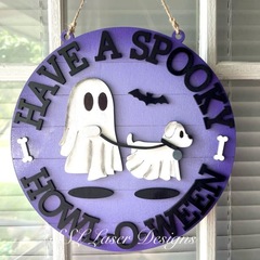 跨境爆款 Ghost Dog Walking Doorplate 幽灵遛狗门牌万圣节门牌