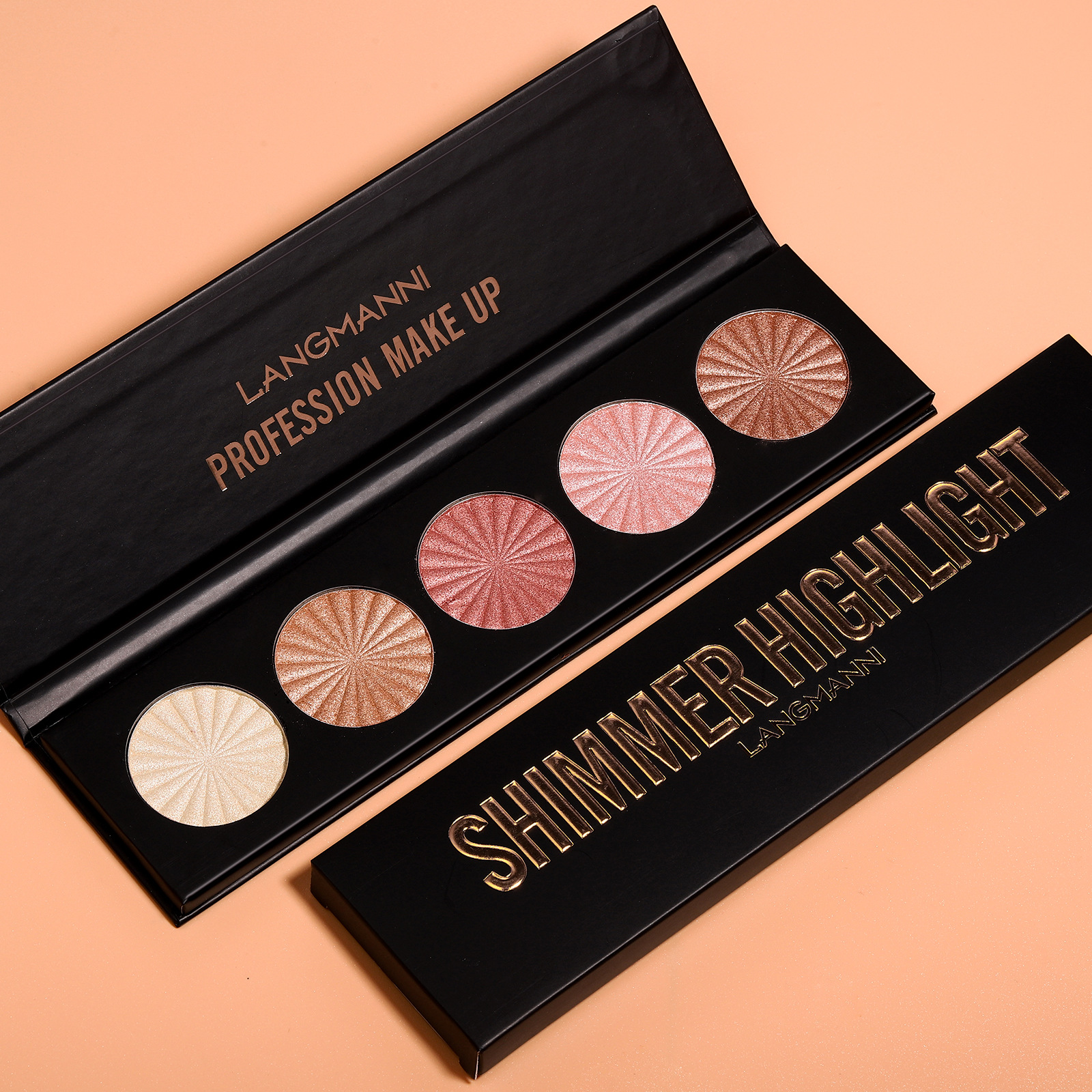 Langmanni High-gloss Contouring 5-color One-piece Set Three-dimensional Natural brightening High Disc Amazon Makeup undefined