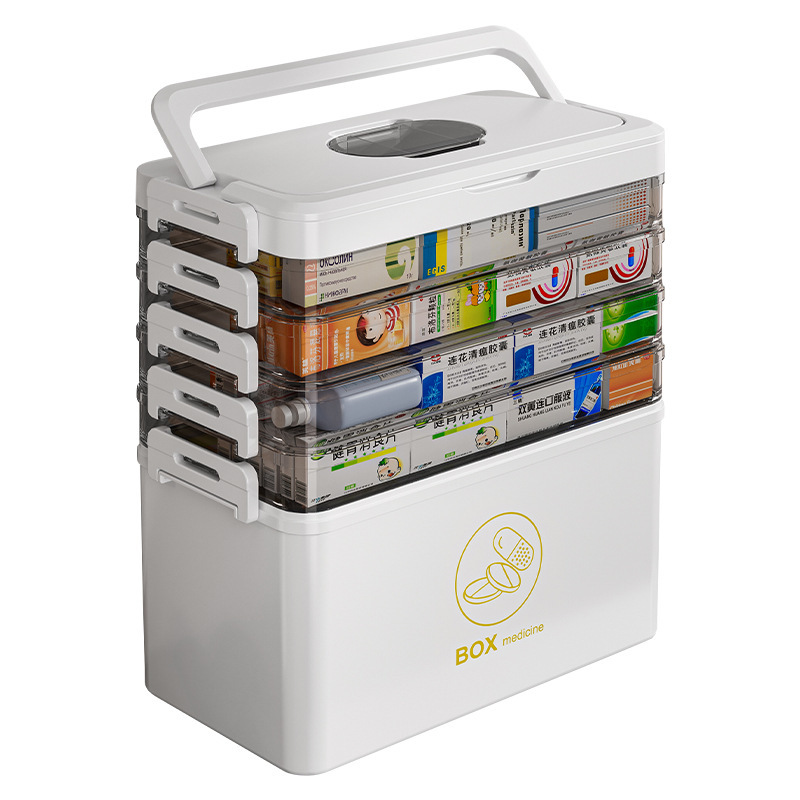 Caja Organizadora de Medicamentos de PET Multicapa Portátil para Hogar