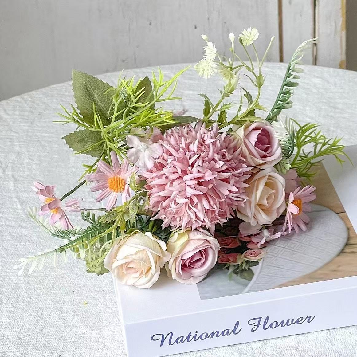 브러시드 수국 보라색 포크 5개