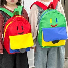 書包幼兒園3-5歲雙肩包小型小背包出去玩撞色笑臉卡通戶外背包