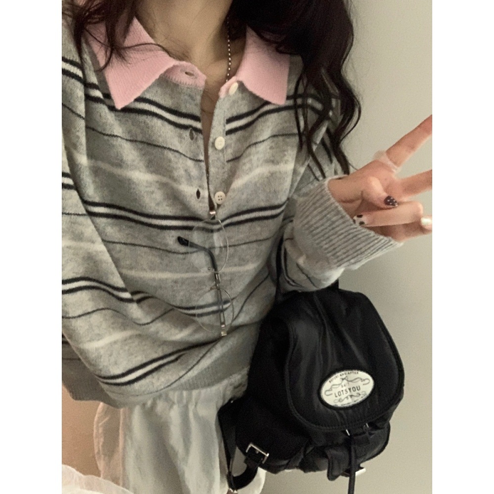 木四 100%全羊毛miumiu毛衣polo领针织衫秋冬韩系长袖羊毛衫M7382