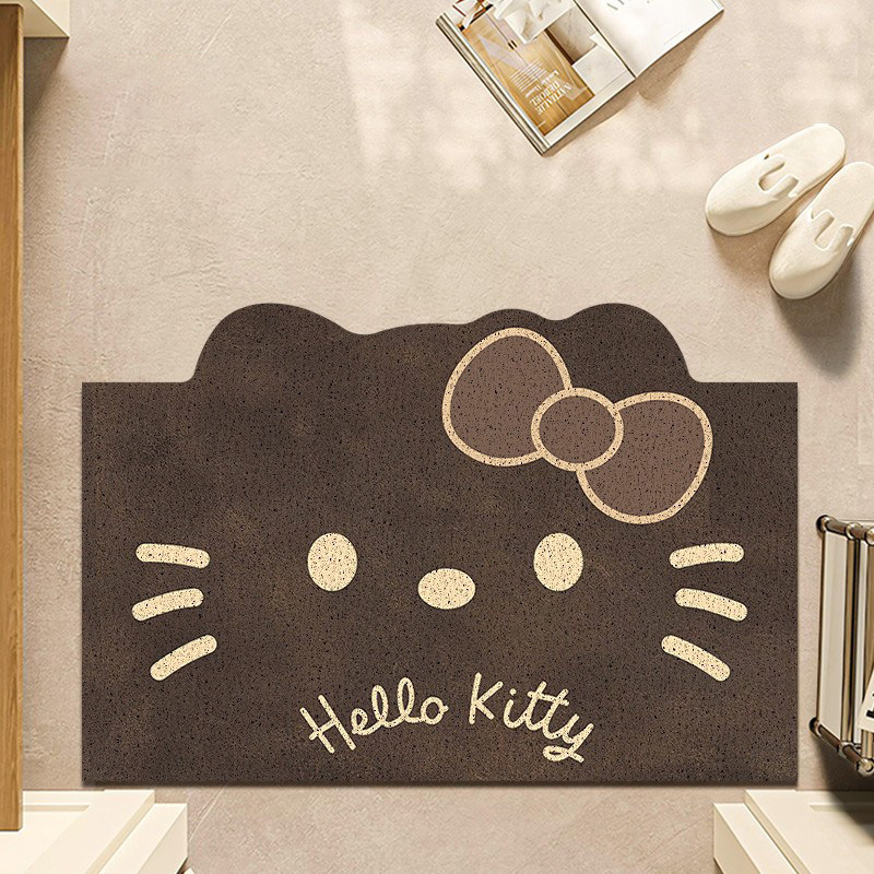 Retro cartoon kitten entrance door mat, dirt-resistant and easy to clean, non-slip home entrance mat, silk loop mat for the foyer