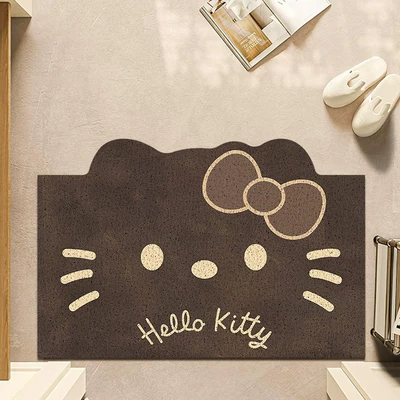 Retro cartoon kitten entrance door mat, dirt-resistant and easy to clean, non-slip home entrance mat, silk loop mat for the foyer (Avtomobil döşəmə paspasları) - cute-polka-dots-cat-lying-down-default-is-square-shape-4060cmsilk-loop