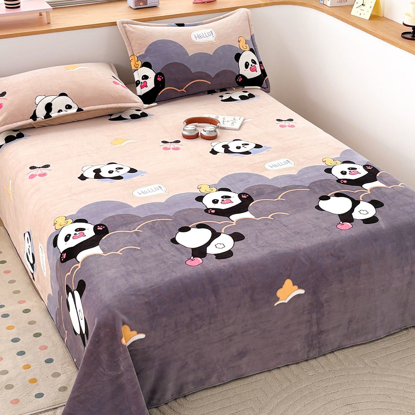 Invierno sábanas de lana de leche dormitorio de una sola pieza engrosado de coral flange edredón de una sola persona tres set mantas cálidas