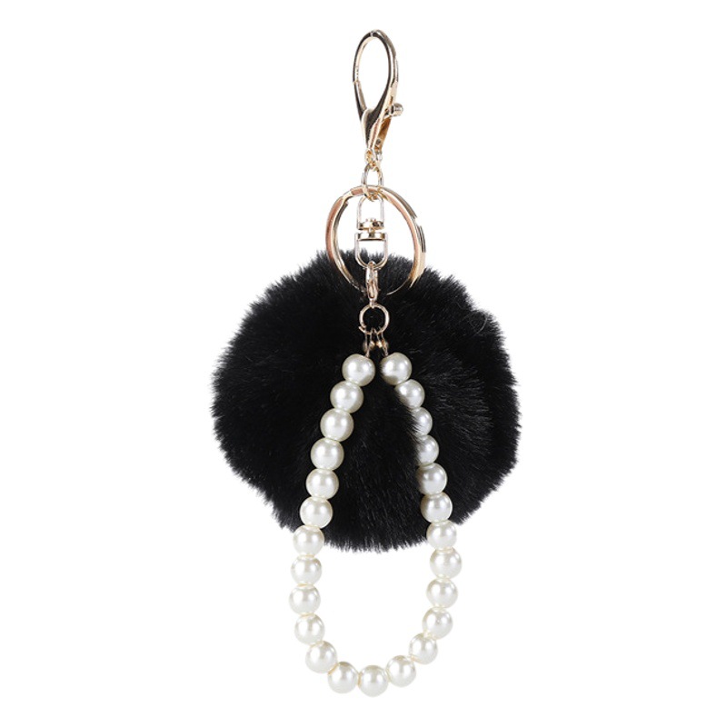 Lindo perla de piel bola colgante bolsa decoración felpa llavero teléfono móvil auricular cubierta coche adornos de piel al por mayor