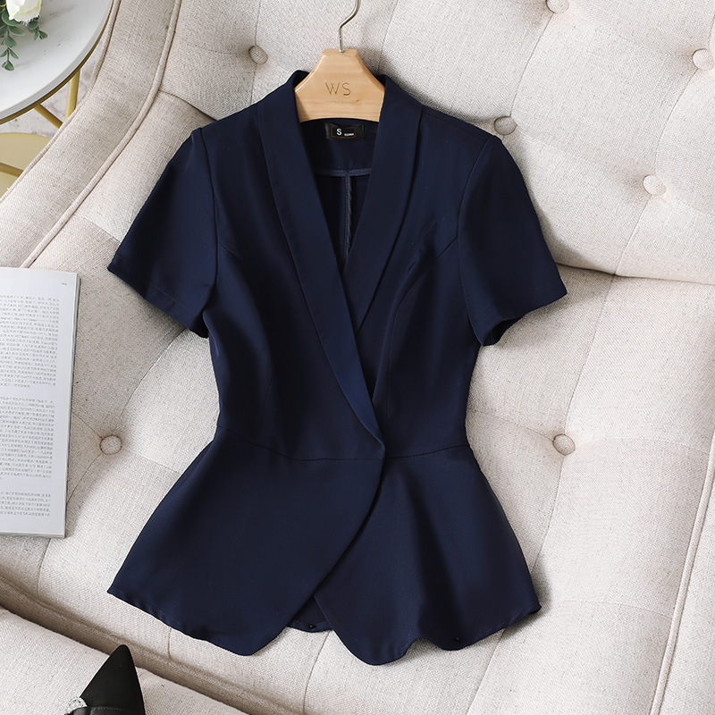 Women's Clothing Professional black suit jacket thin short sleeve temperament summer new professional suit suit lady work suit_mkmklike.com