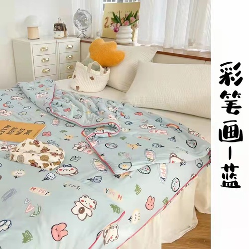 Summer children's cartoon summer cool quilt for toddlers nap air-conditioned quilt double knitted cotton thin quilt type A knitted cotton summer quilt