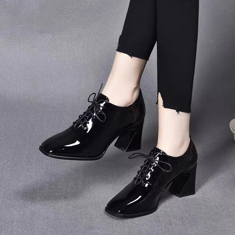 블랙 페이턴트 가죽 코튼 라이닝 (7cm)