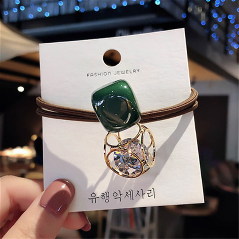 Green hollow crystal hair rope