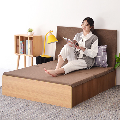 Office nap single bed invisible foldable bed portable home retractable double accordion paper bed sturdy