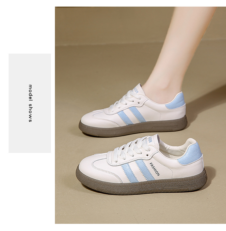 Dexun Women's Casual Trainers Flat Thick Sole Versatile White Shoes_voghion.com