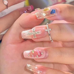 Cross Zircon Cold Open Thin Ring Niche Design Asymmetric Joint Open Ring Tail Ring