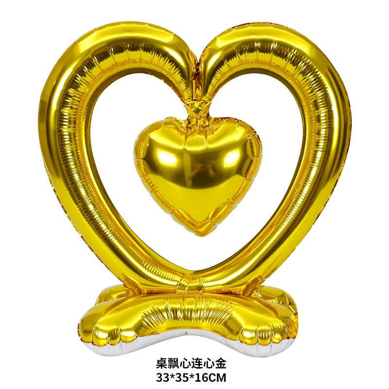 Día de San Valentín globo base 4D de pie amor globo oso Tema de dibujos animados diseño Gran Pollo corazón columna globo