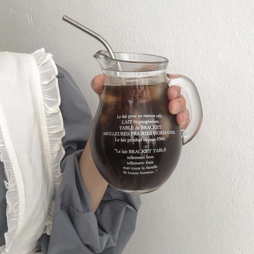 ins韩式咖啡厅拿铁咖啡杯有柄大杯冷饮饮料玻璃杯奶壶红酒分酒器