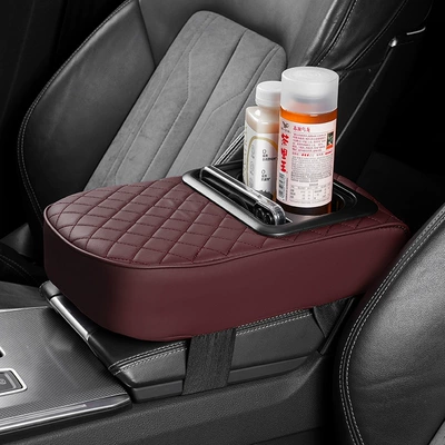 Water Cup Holder, Integrated Storage, Armrest box pad - armrest-red