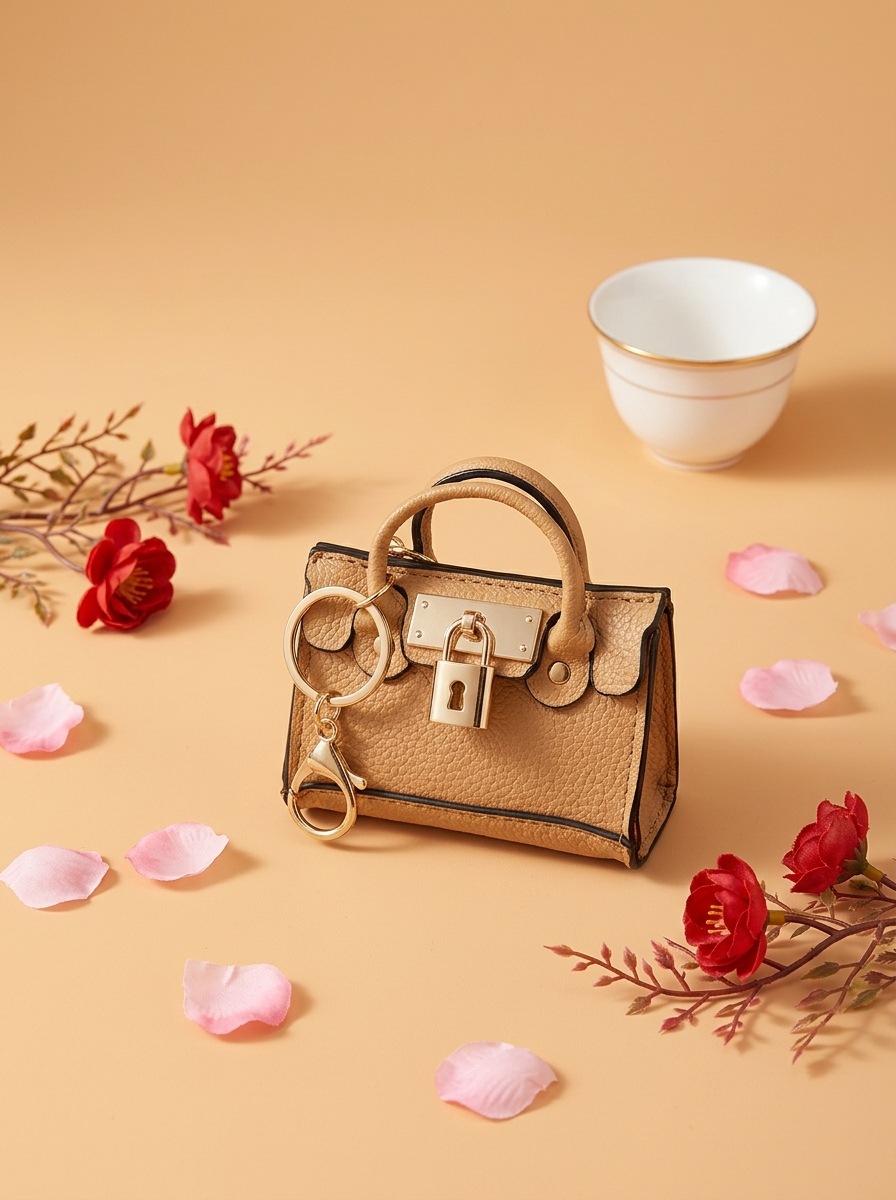 카키색 사각 미니 토트백