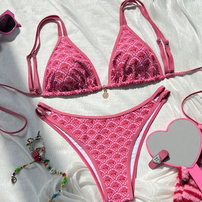 New Sexy Swimsuit High End Beach Tie Up Bikini For Women Print Foreign Swimwear_ecoleips.com