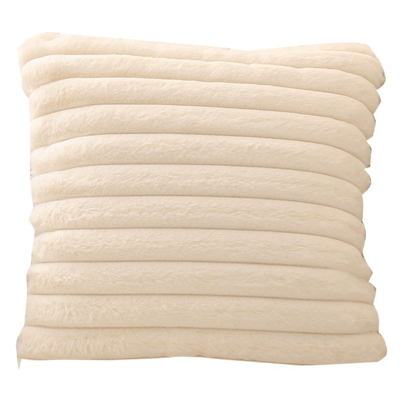 Nordic Cream ins Style Сплошной цвет Вертикальная полоса Плюшевая наволочка с имитацией кролика Односторонняя простая наволочка для дивана и спальни