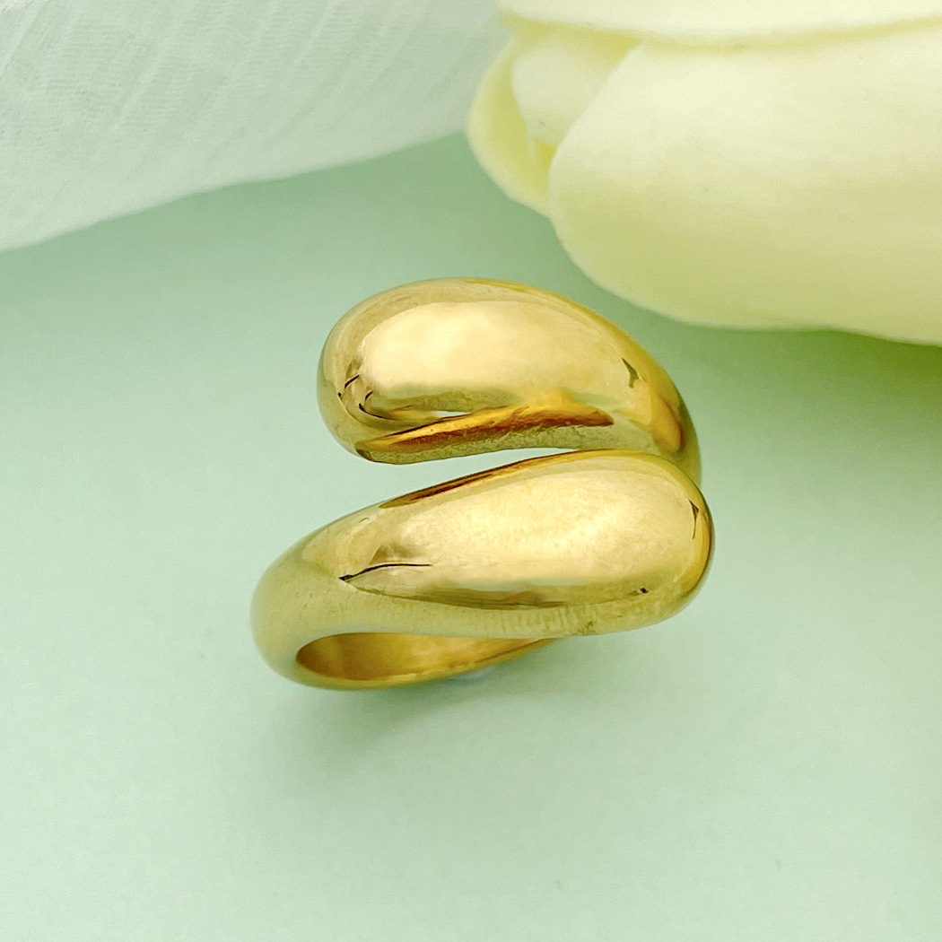 304 Stainless Steel Material Wholesale Jewelry Simple Style Geometric 304 Stainless Steel 14K Gold Plated Plating Stainless Steel Rings