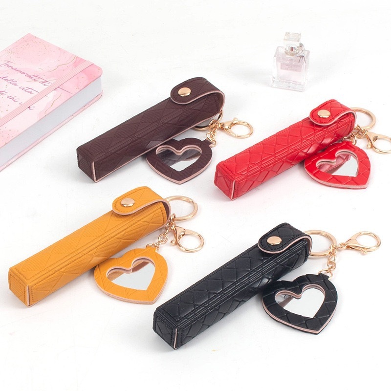 2025 Portable Long Lipstick Case with Key Hanging Accessory, Makeup Mirror, Lipstick Box, Long Flip-Top Key Accessory