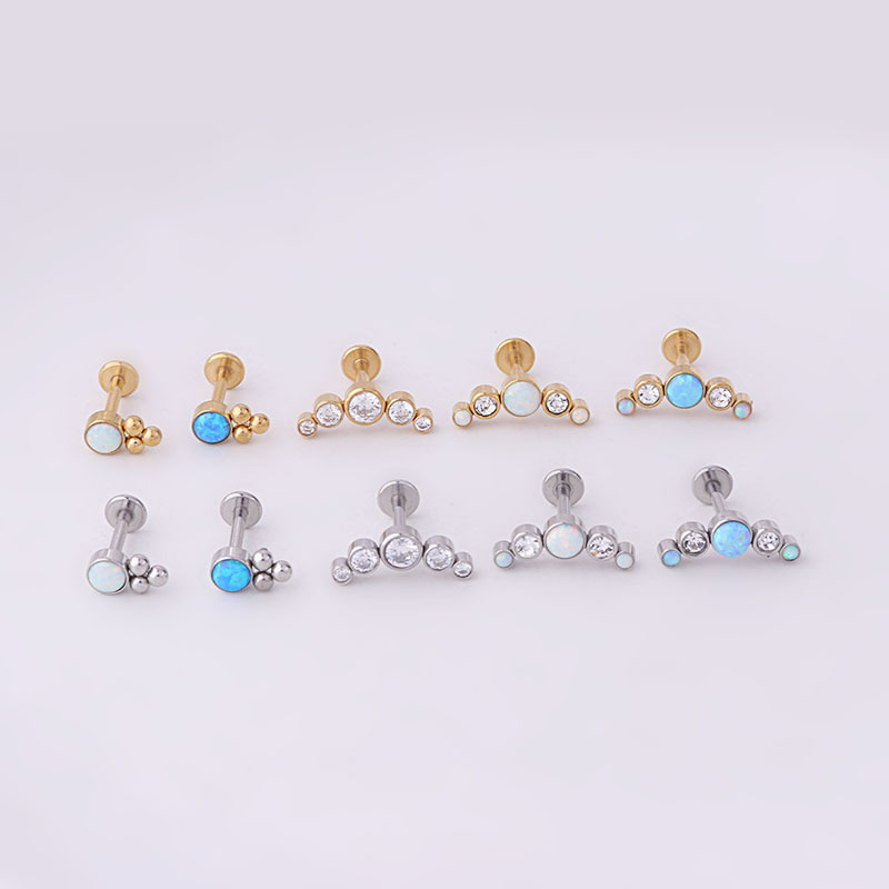 Daily Occasion 316L Stainless Steel Material 316L Stainless Steel Artificial Gemstones Ear Cartilage Rings & Studs Geometric Waterproof Non Tarnish Surgical Steel Women'S