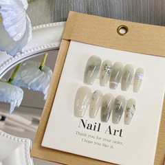 國風中梯穿戴式美甲貼片清冷禪意清雅新中式氣全碼預製甲分碼成品