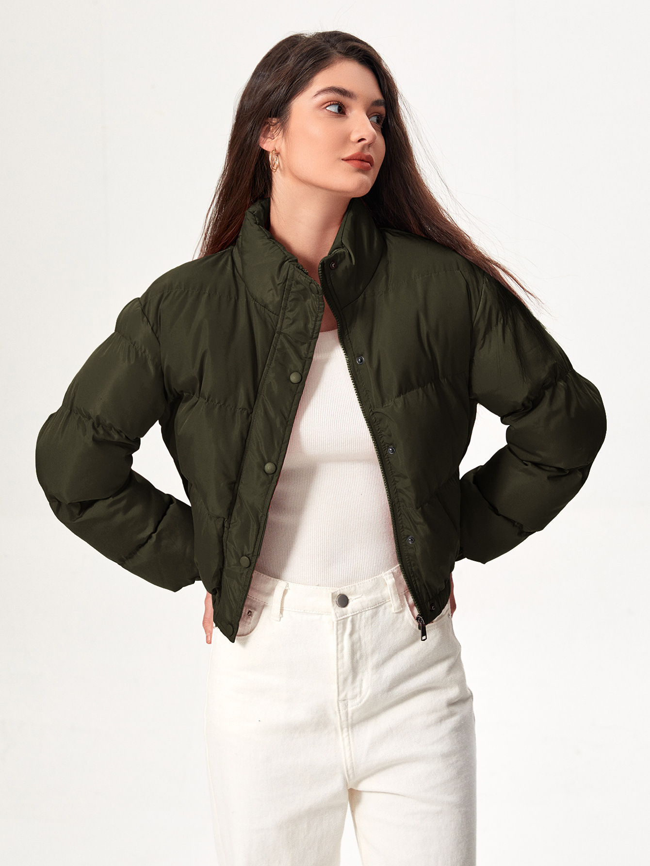 Chaqueta corta acolchada para mujer, estilo elegante y ligero