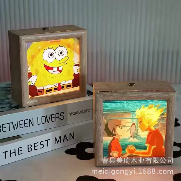 Креативная простая светящаяся фоторамка из цельного дерева домашняя спальня гостиная Настольный дисплей текстовый многофункциональный дисплей деревянная фоторамка