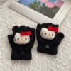 Winter coral velvet gloves for elementary school students, cartoon set, fingerless