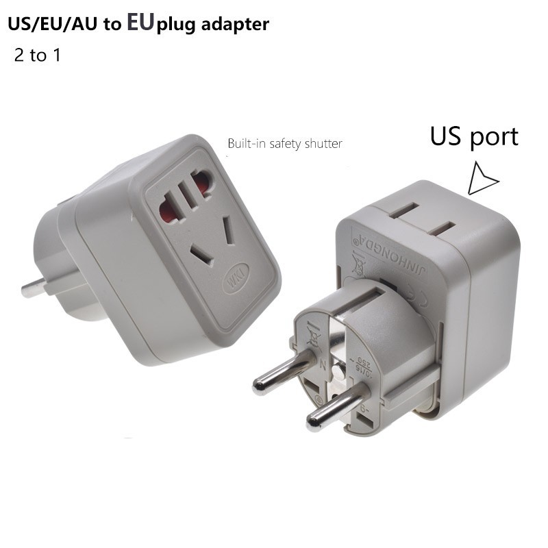 WKI-9德标欧规两圆脚嵌入式转换插头4.8mm插头转换新国标一转二