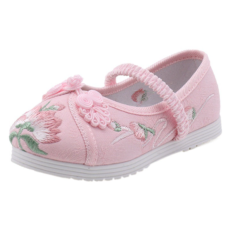 Детские вышитые туфли, туфли в этническом стиле для девочек, туфли в древнекитайском стиле, старинные тканевые туфли в стиле старого Пекина, традиционные туфли для костюмов с юбкой-«лошадиным хвостом».