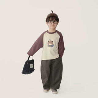 畅果服饰男童长袖t恤秋季新款儿童韩版卡通撞色插肩袖上衣中小童