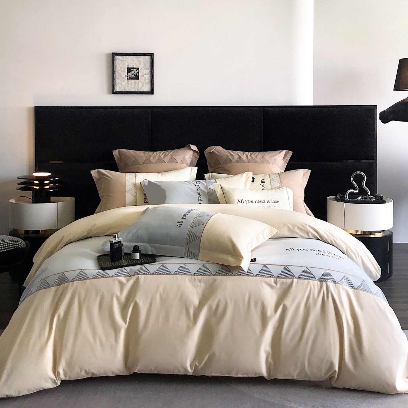 Otoño y invierno A clase espesa bordada algodón de lana larga molida cuatro piezas de algodón puro sábanas de algodón de tres piezas de tela doméstica 4