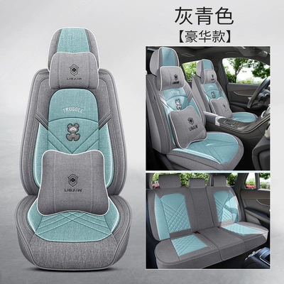 Modelə uyğun (Original) oturacaq örtükləri – Seat Cover - a1-gray-cyan-luxury-version-2-headrests-2-pillows-five-seats-default-item