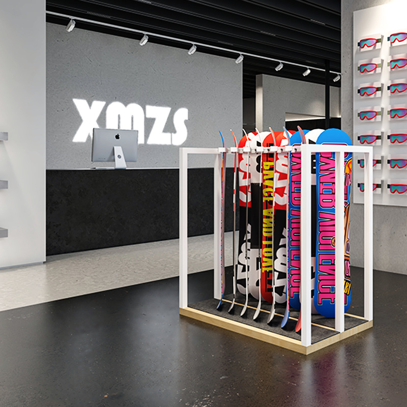 Estantes de exhibición de ropa de esquí de nieve de pared de ropa deportiva de ropa de piso de exhibición de tiendas de ropa de hombre