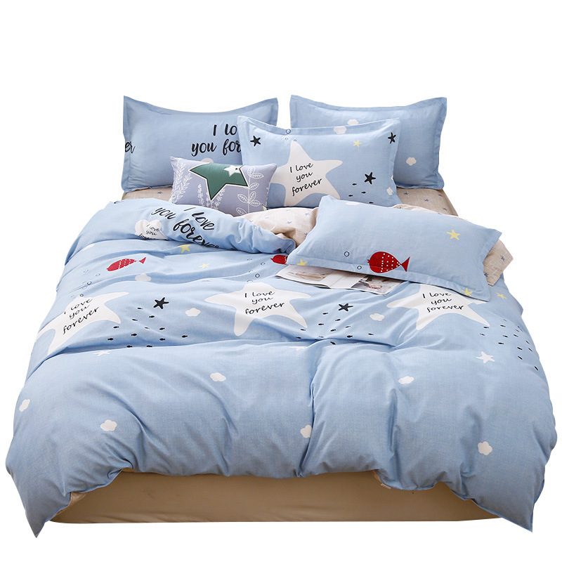 Juego de ropa de cama de algodón cepillado al por mayor para estudiantes, juego de cuatro piezas, funda de edredón de algodón con aloe vera, funda de edredón individual para dormitorio, juego de tres piezas. image 7