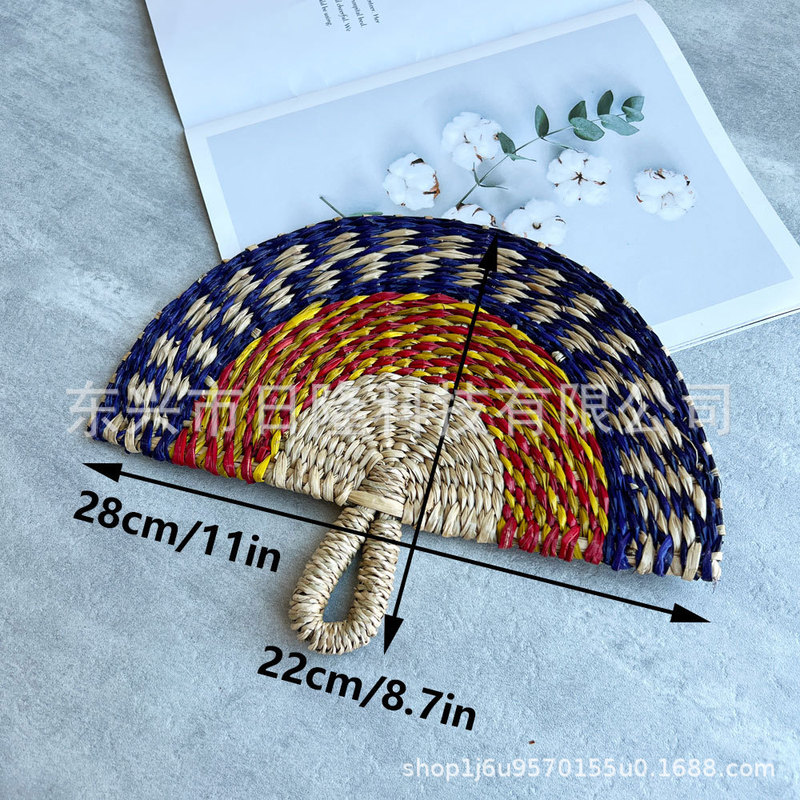 越南草编扇手工海草扇编织挂墙非洲元素ins风装饰扇夏天手摇扇子|undefined