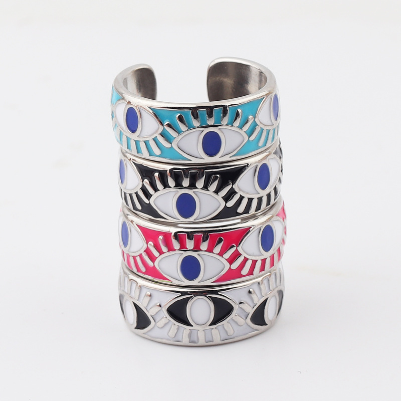 Fashion Devilu0027S Eye Copper Open Ring Inlay Resin Copper Rings